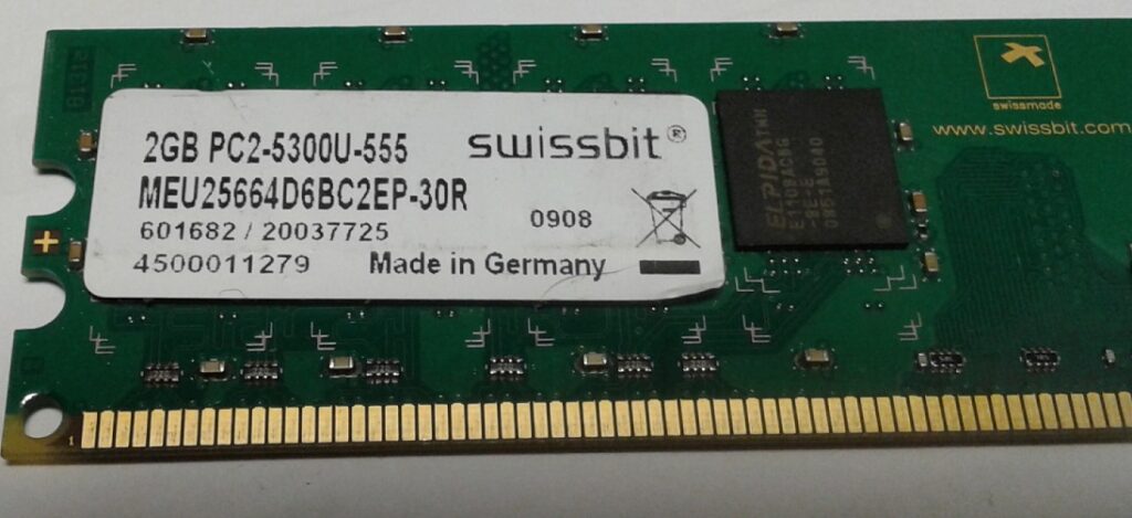Memoria Swissbit 4Gb 2x 2Gb PC2-5300U-555 DDR2 667Mhz 240 Pins nonECC
